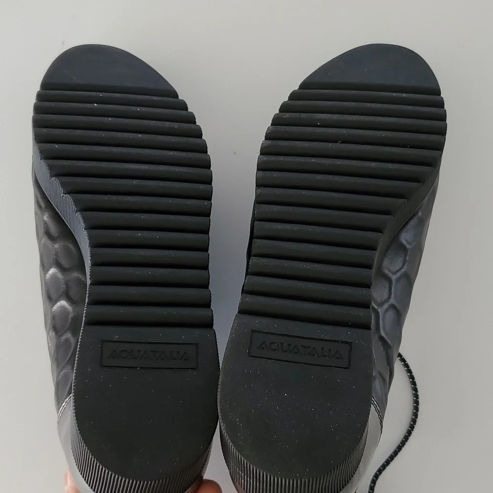 Aquatalia Aida Platform Leather Suede Sneakers